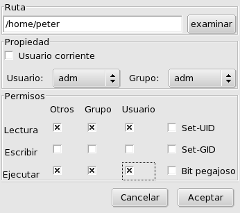 Añadiendo una regla de permisos sobre archivo