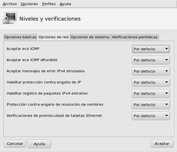 Modificando las opciones estándar de MSEC