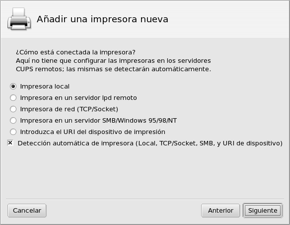 Configurando una impresora remota