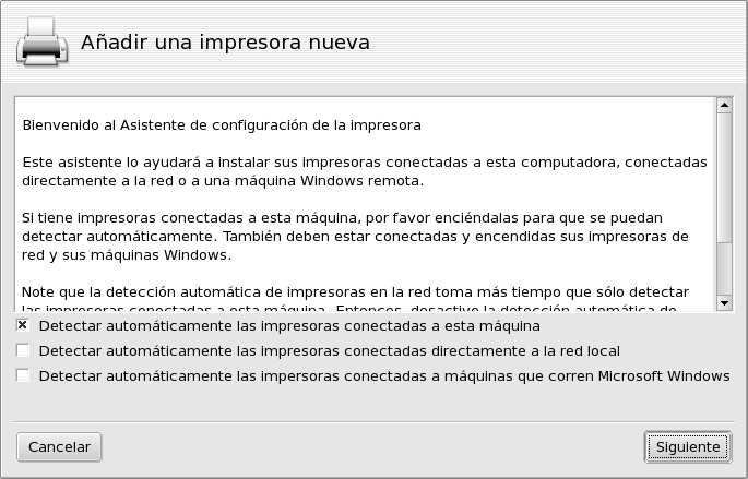 Detección automática de impresoras