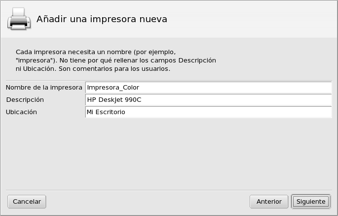 Eligiendo un nombre para su impresora