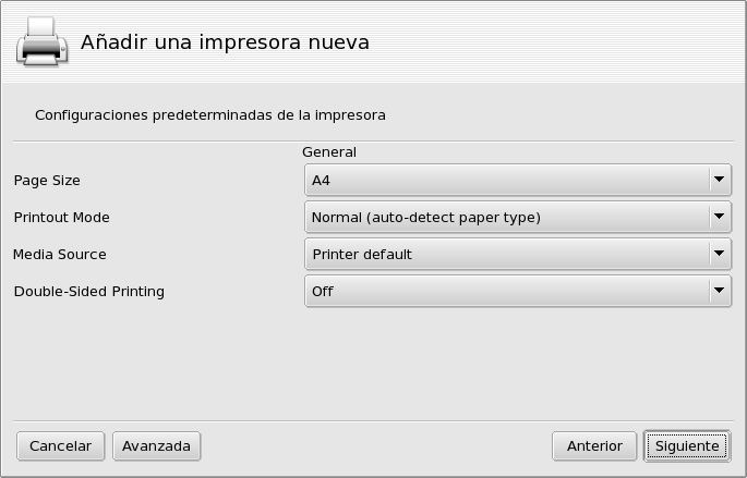 Configurando las opciones de la impresora