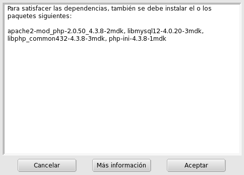 Rpmdrake — Diálogo de alerta de dependencias