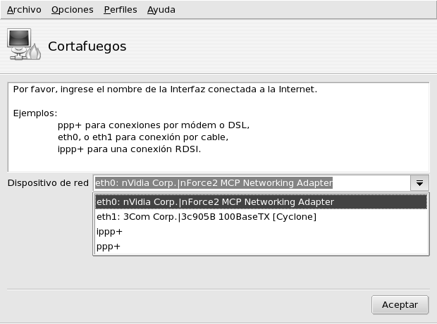 La interfaz Internet