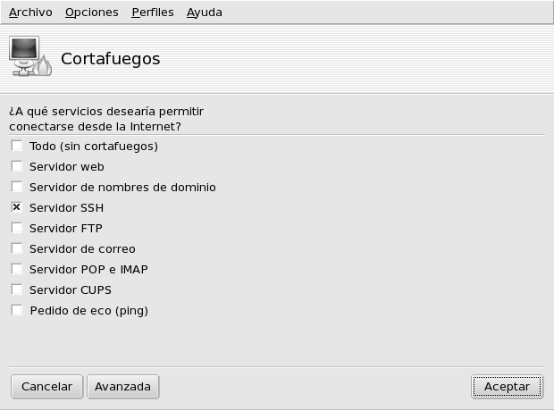 La ventana de DrakFirewall