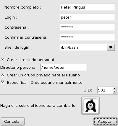 Añadiendo un usuario nuevo en el sistema