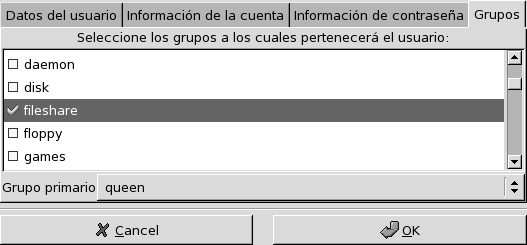 Afectar usuarios a un grupo