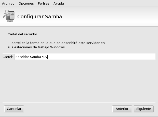 Dando un nombre a su servidor Samba