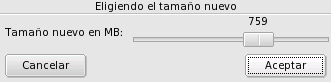 Eligiendo un tamaño nuevo