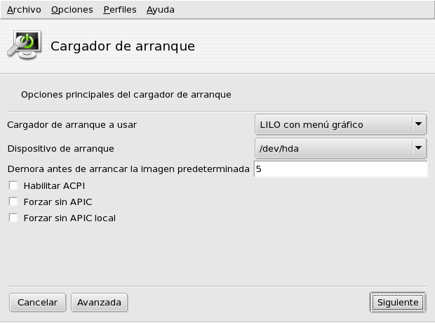 Eligiendo el modo de arranque