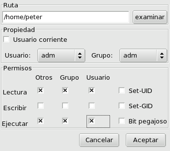 Añadiendo una regla de permisos sobre archivo