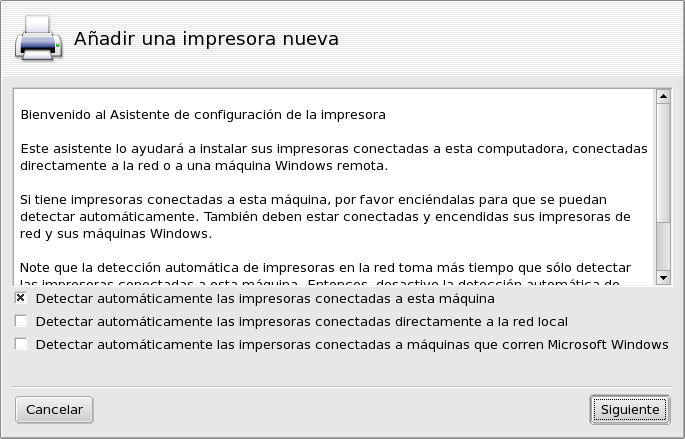 Detección automática de impresoras