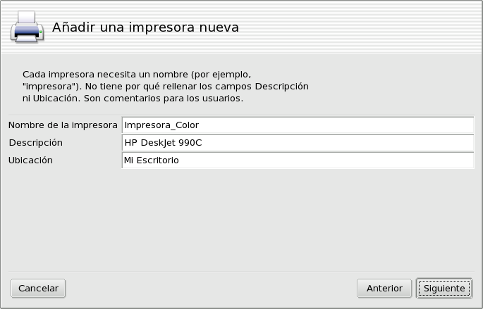 Eligiendo un nombre para su impresora