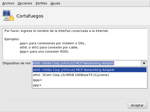 La interfaz Internet