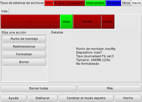 La tabla de particiones nueva