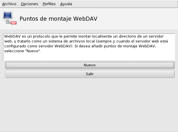 Administrando puntos de montaje WebDAV