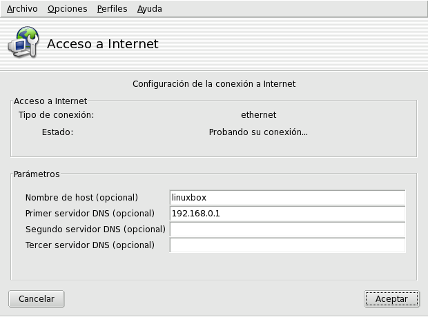 Configurando el acceso a la Internet