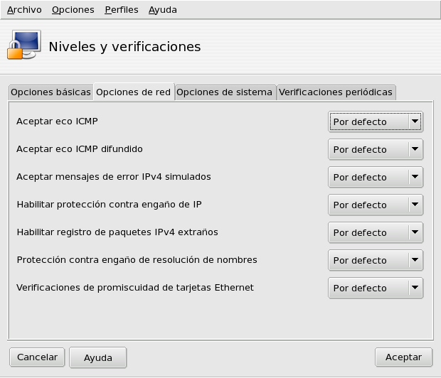 Modificando las opciones estándar de MSEC