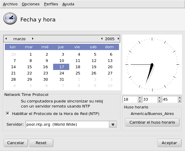 Cambiando la fecha y la hora