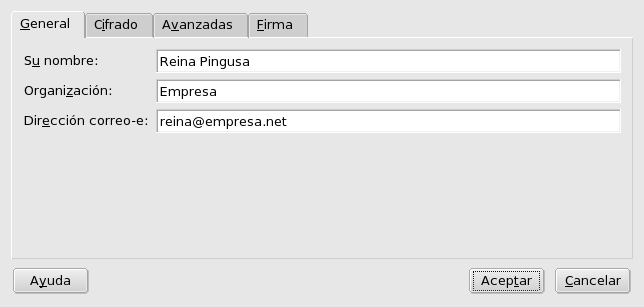 Configuración de los parámetros generales del usuario