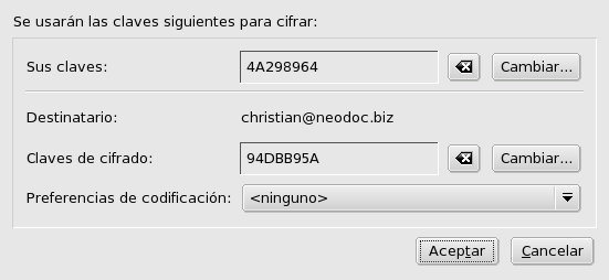 Diálogo de aprobación de llave