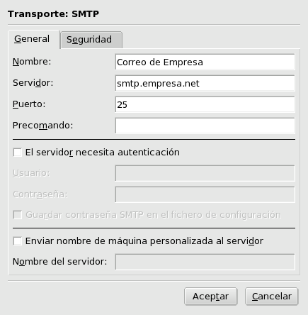 Configurando el servidor de correo saliente