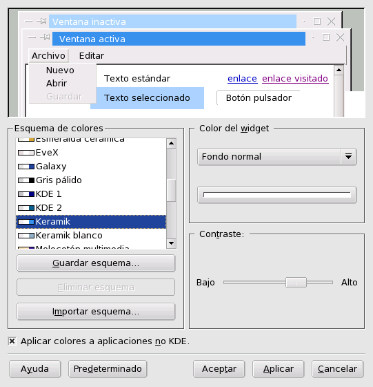 Cambiando el esquema de colores de KDE