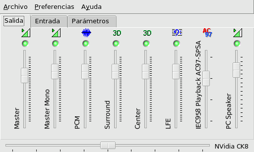 Ventana principal de KMix