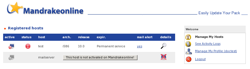 Lista de hosts en Mandrakeonline