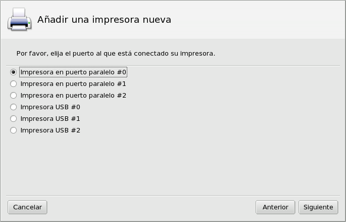 El puerto de la impresora