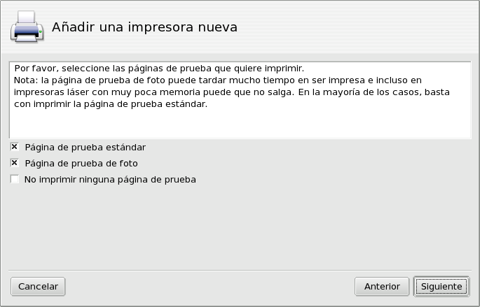 Probar la impresora