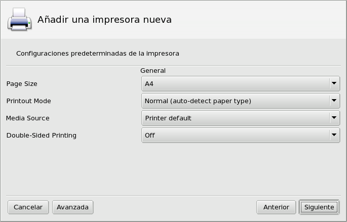 Configurando las opciones de la impresora