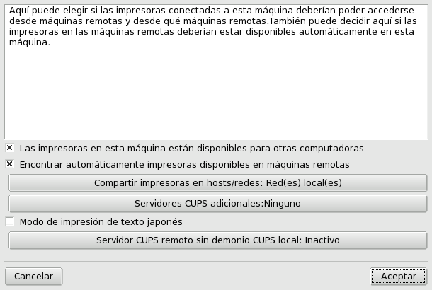 Configuración del servidor de impresión CUPS