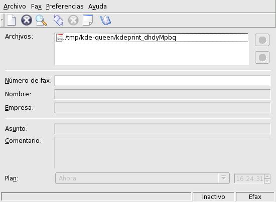 Ventana principal del fax