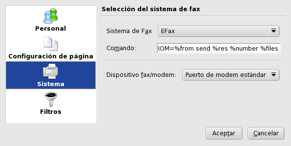 Ajustes del fax