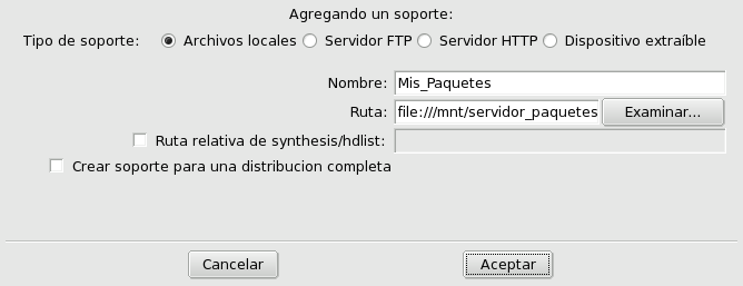 Rpmdrake — Añadiendo un soporte