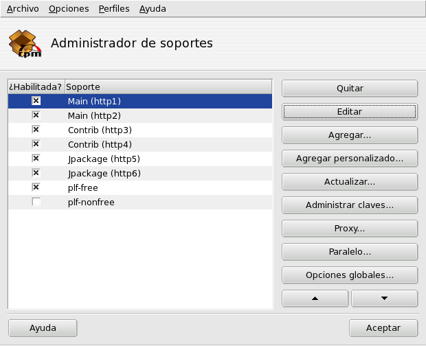 El Administrador de soportes de software