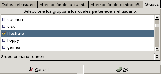 Afectar usuarios a un grupo