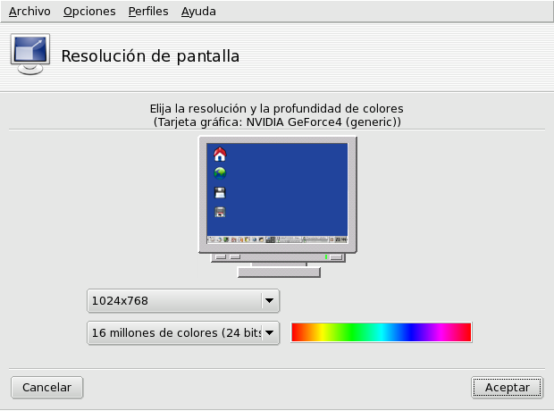 Cambiando la resolución de la pantalla