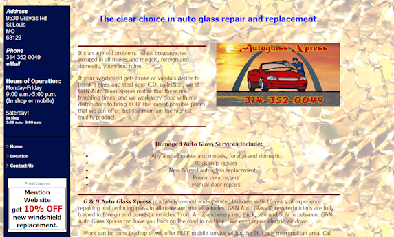 Autoglass Xpress website HTML & CSS