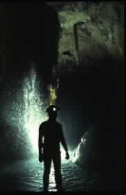 A dark cave.