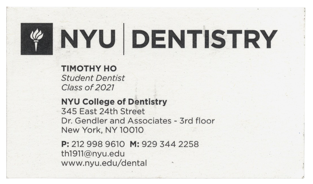 Front of business card