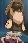 Ryoko com um tanuki na cabe&ccedil;a