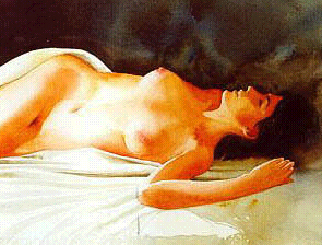 Laura: nude on white. watercolor size: 65 x 55 cms. To click for big size.
