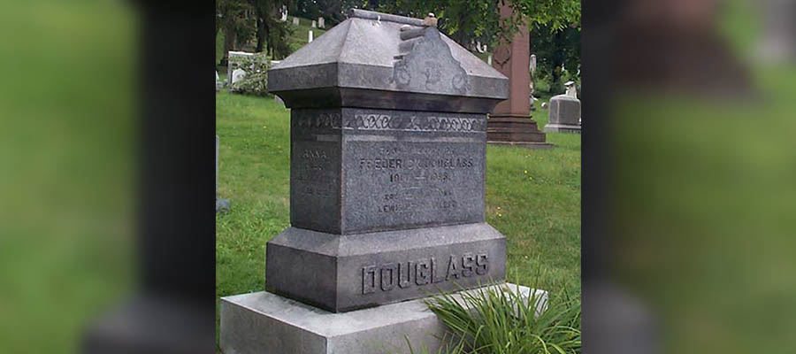 Frederick Douglass' grave in Mount Hope Cemetery in Rochester, New York