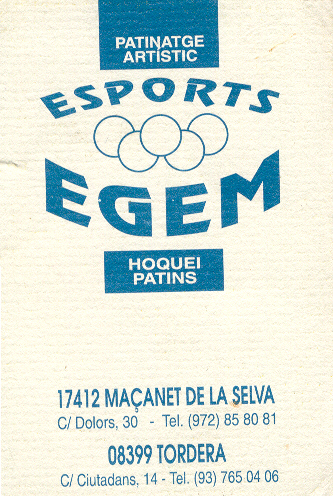 ESPORTS EGEM - C/. Dolors 30, Ma�anet de la Selva - C/. Ciutatdans 14, Tordera