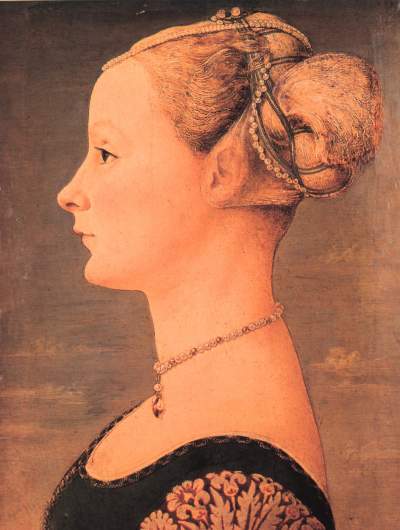 Portrait of a young woman, by Antonio del Pollaiolo