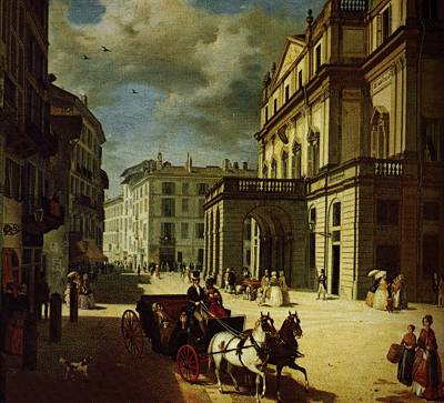 La Scala Theatre, oil painting by Angelo Inganni, 1852