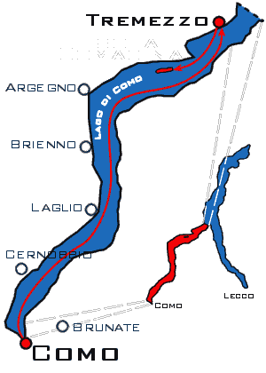 Map of Lake Como full day tour Como-Tremezzo-Isola Comacina