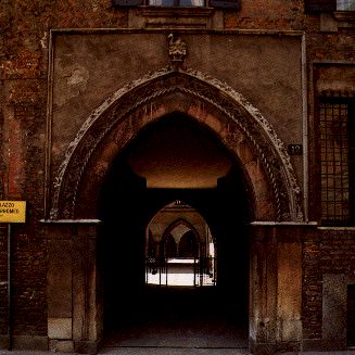 The marble portal to the Borromeo Palace